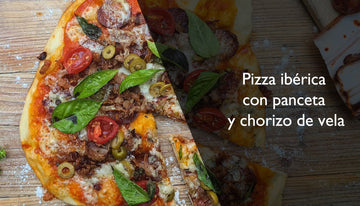 pizza ibérica con panceta y chorizo de vela